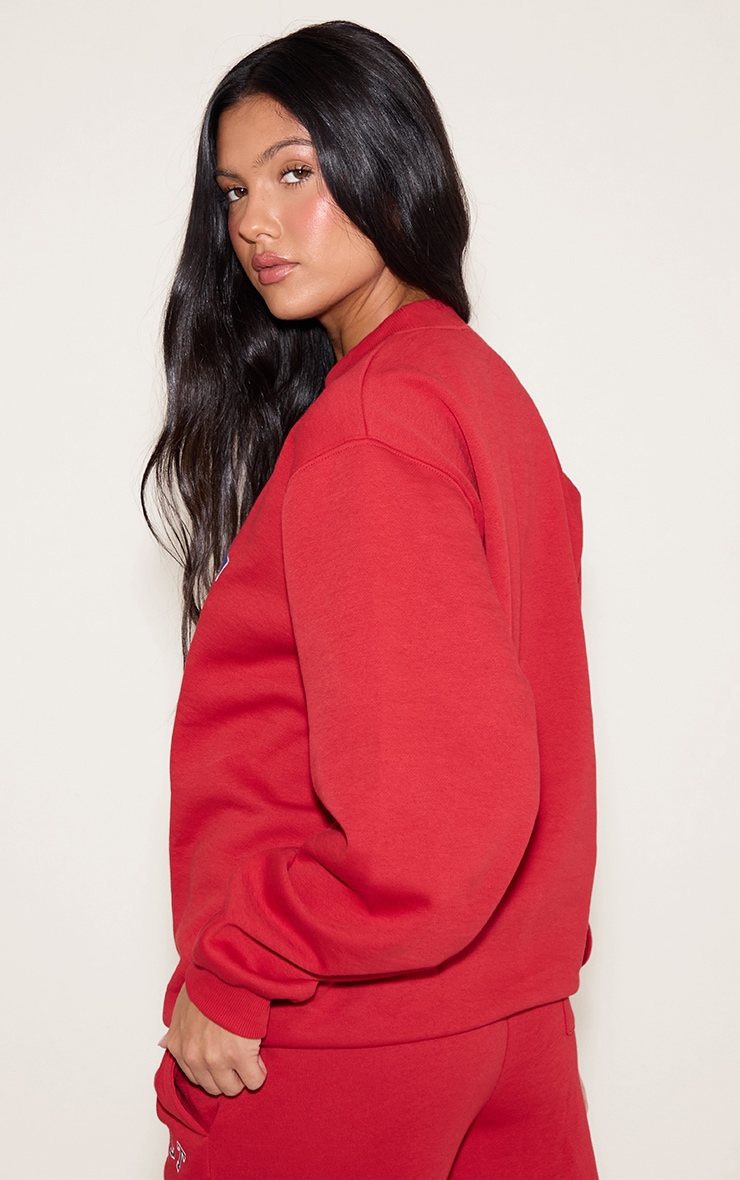 Red Logo Oversized Crew Sweatshirt image 2
