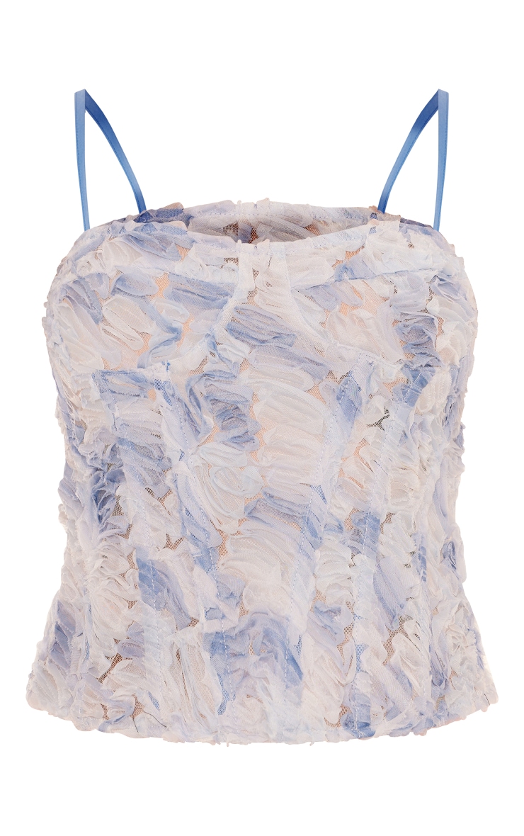Blue Abstract Tulle Boned Corset image 5