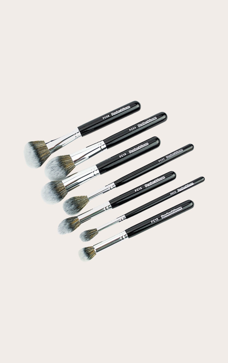Peaches & Cream 7 Piece Face Makeup Brush Set Black image 1