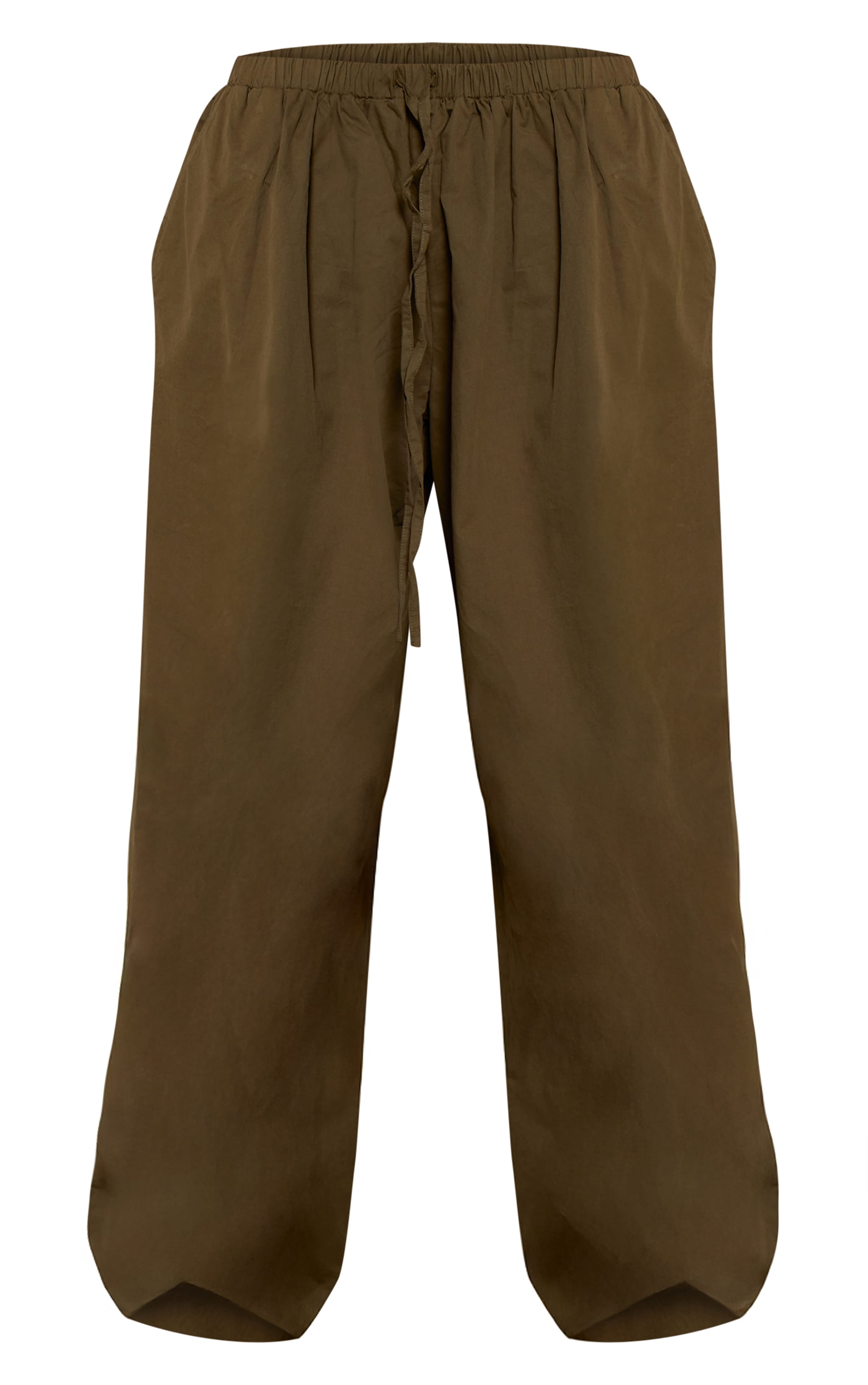 Khaki Cotton Drawstring Balloon Trousers image 5