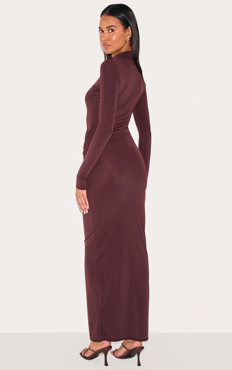 Chocolate Matte Sculpt Wrap Maxi Dress image 2