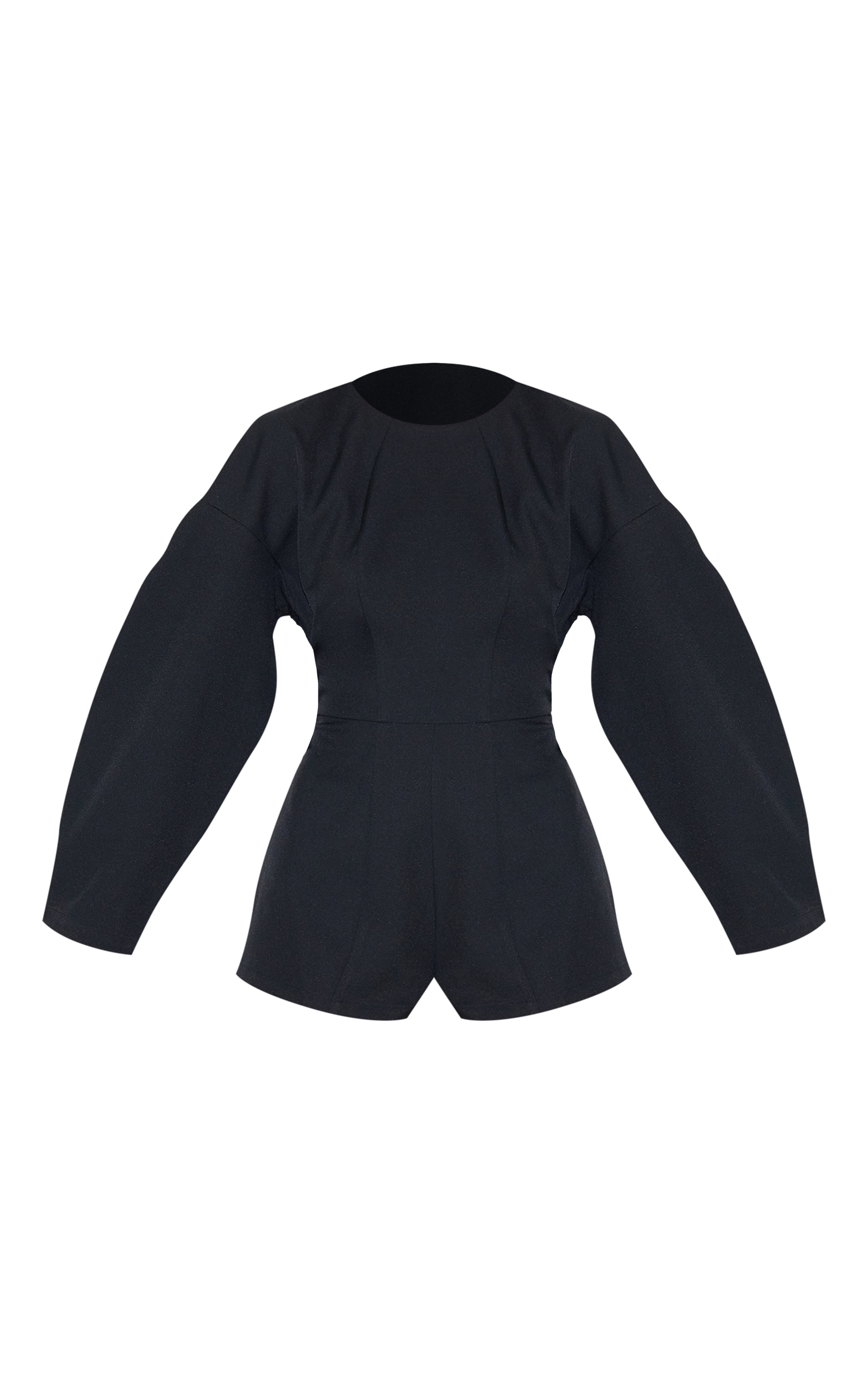 Black Tailored Woven High Neck Cocoon Sleeve Romper image 5