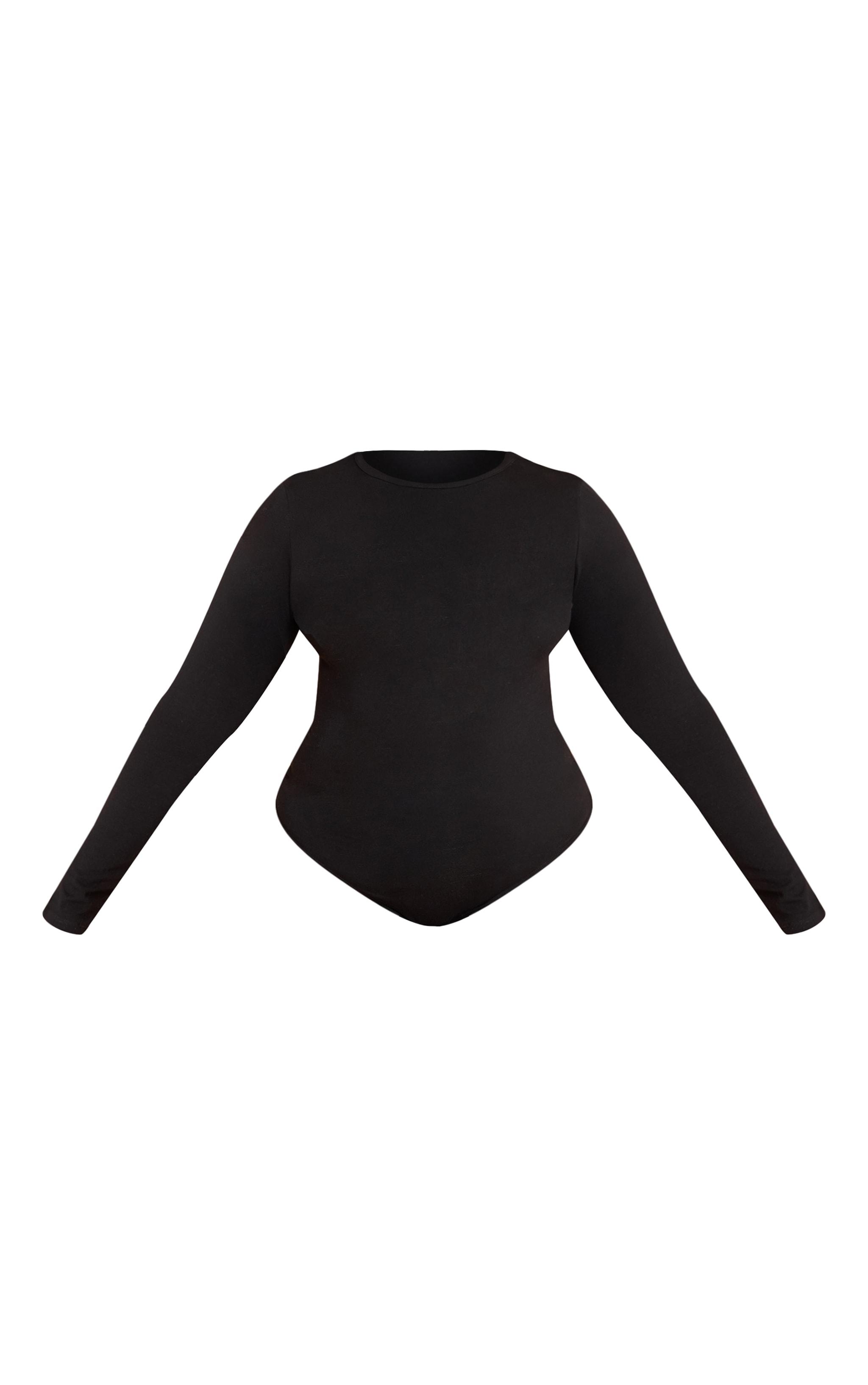 Plus Black Cotton Crew Neck Long Sleeve Bodysuit image 6