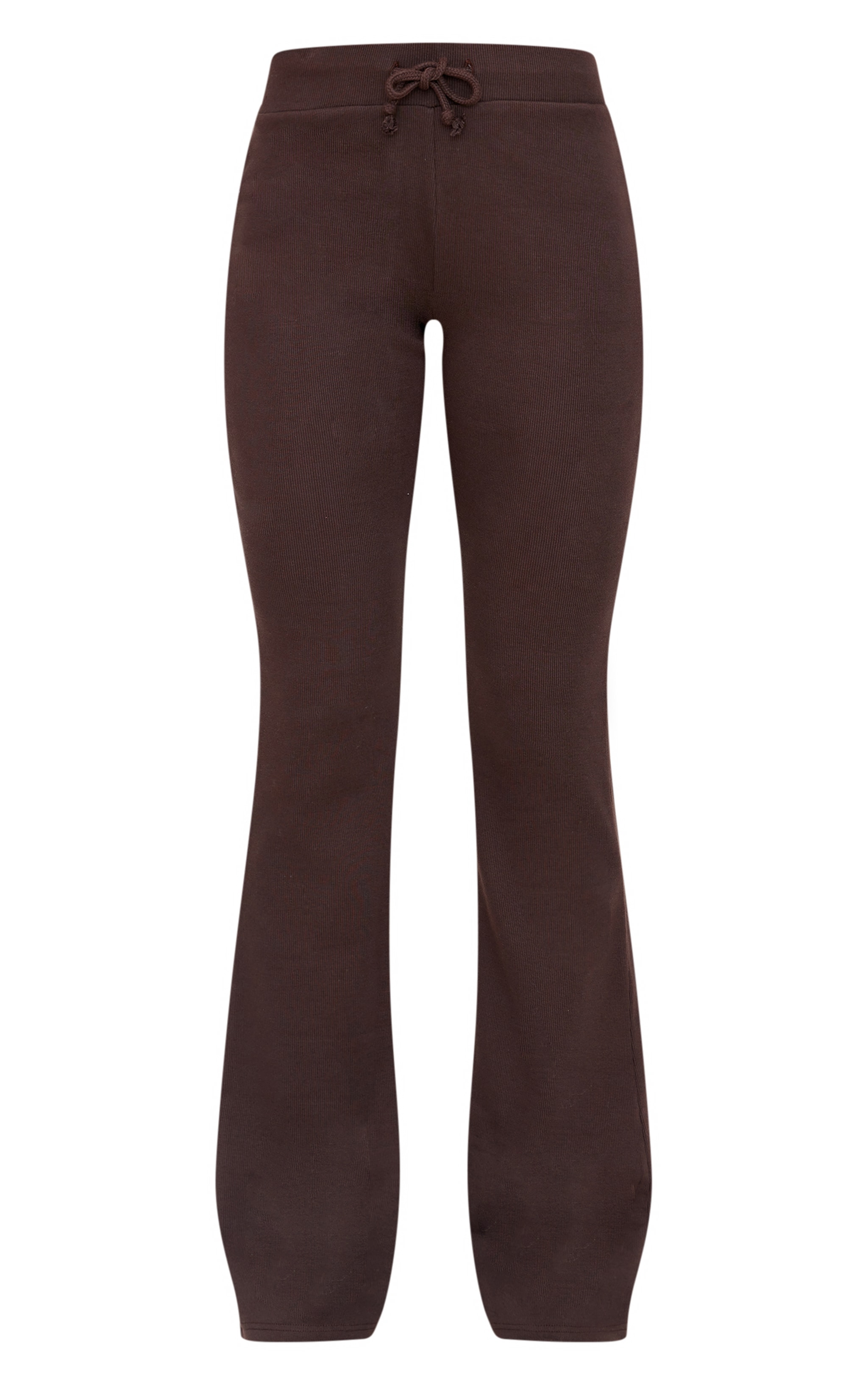 Tall Chocolate Drawstring Rib Flare Pants image 5