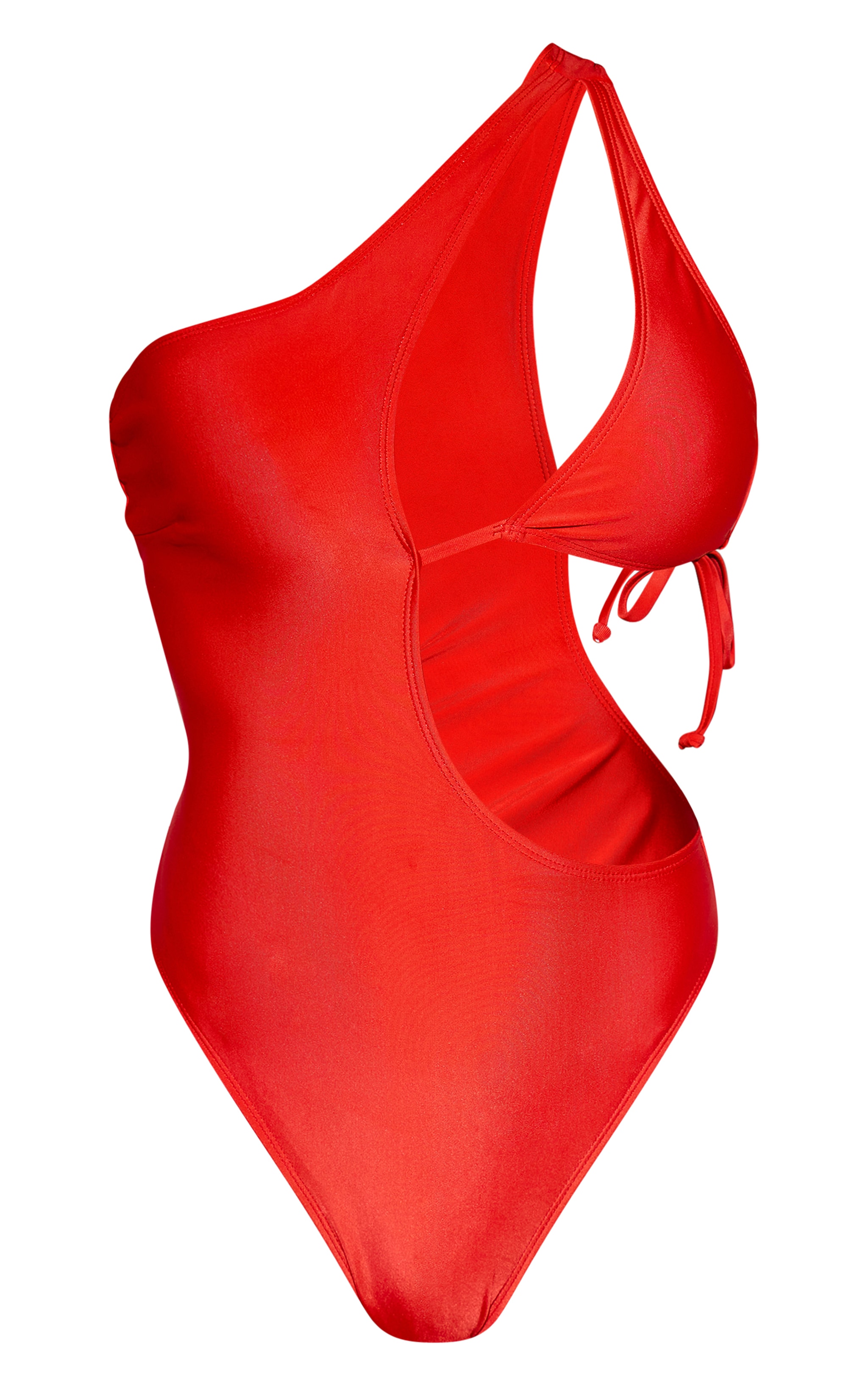 Red High Leg Cut Out One Shoulder Swimsuit PrettyLittleThing AUS