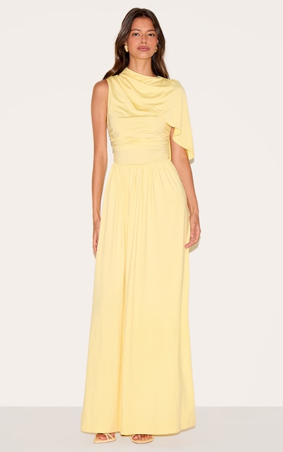 Lemon Layered Ruched Maxi Dress