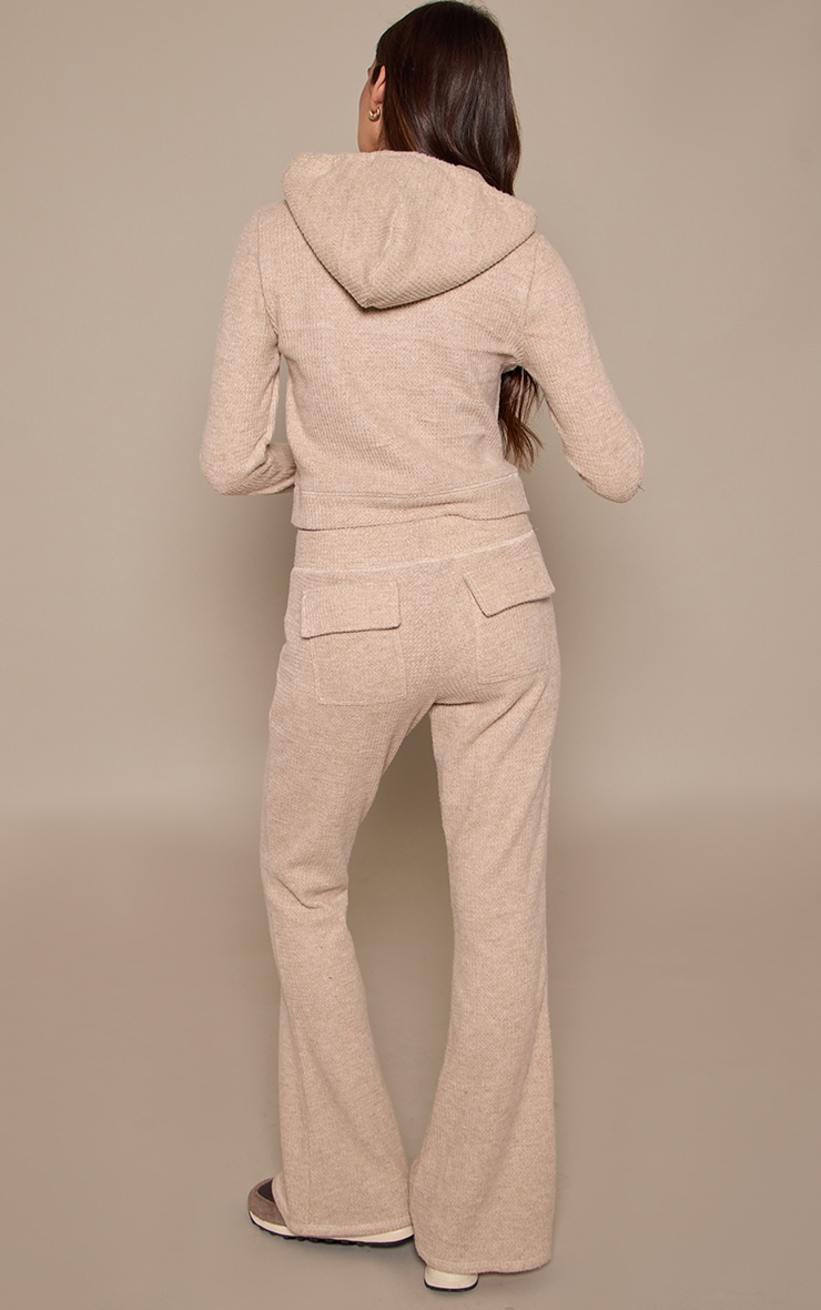 Natural Brushed Waffle Rib Skinny Flare Trousers image 3