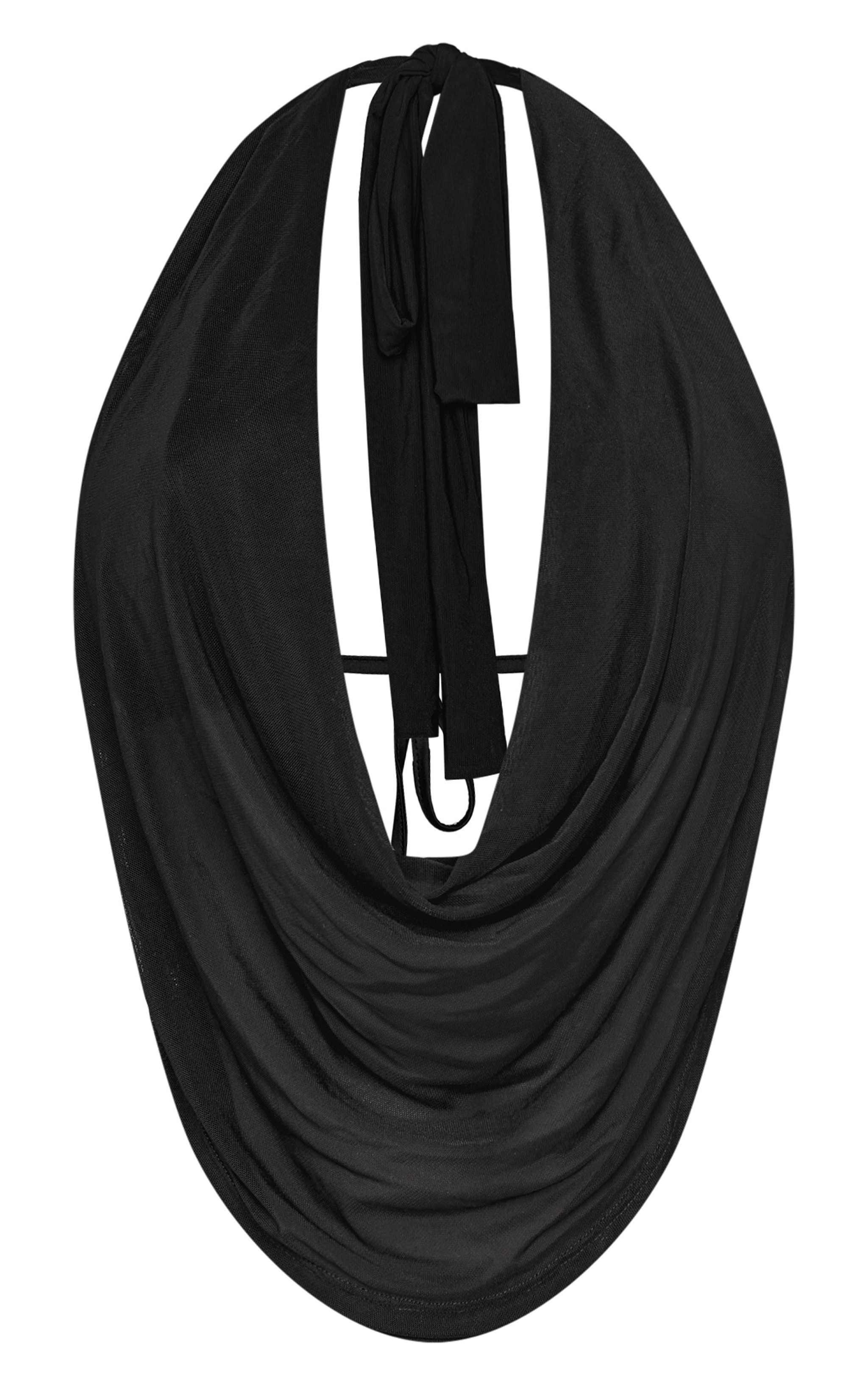 Shape Black Mesh Halter Cowl Neck Top image 5