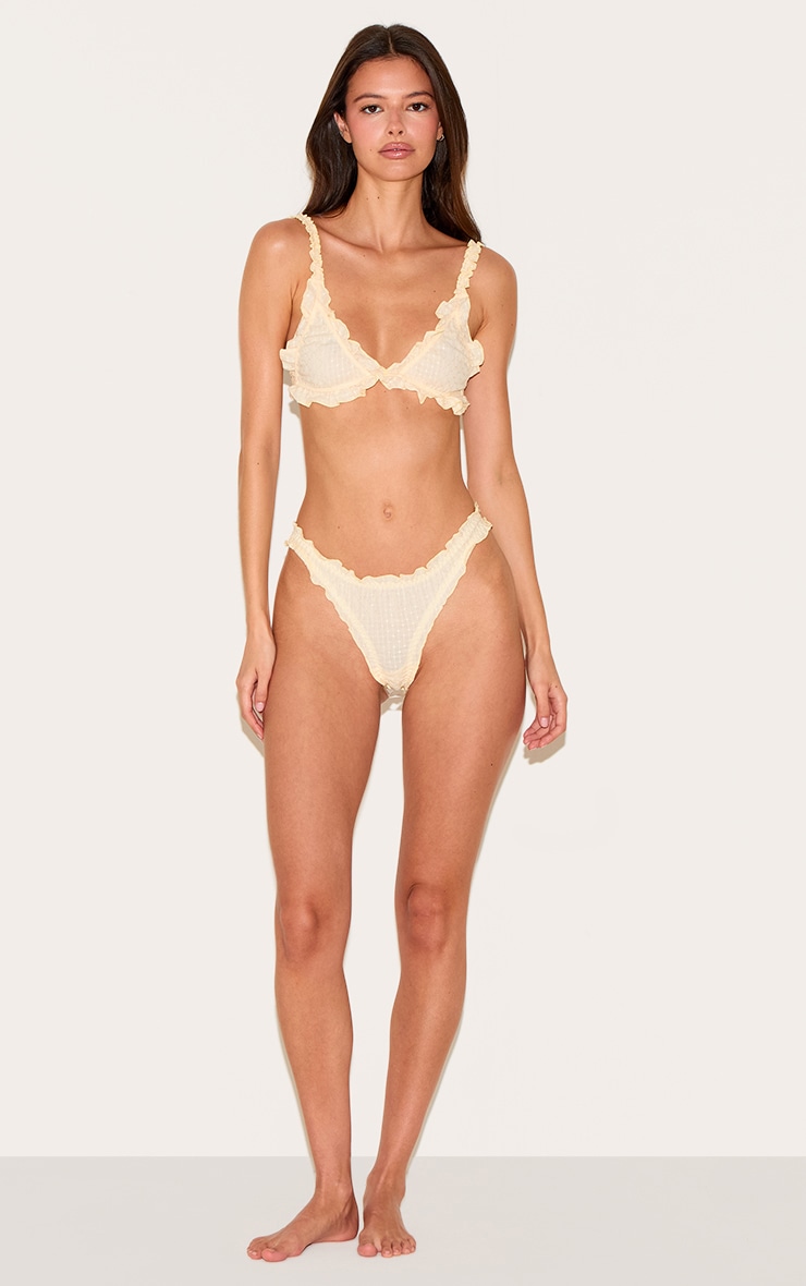 Ensemble de lingerie tissé jaune citron à volants image 3