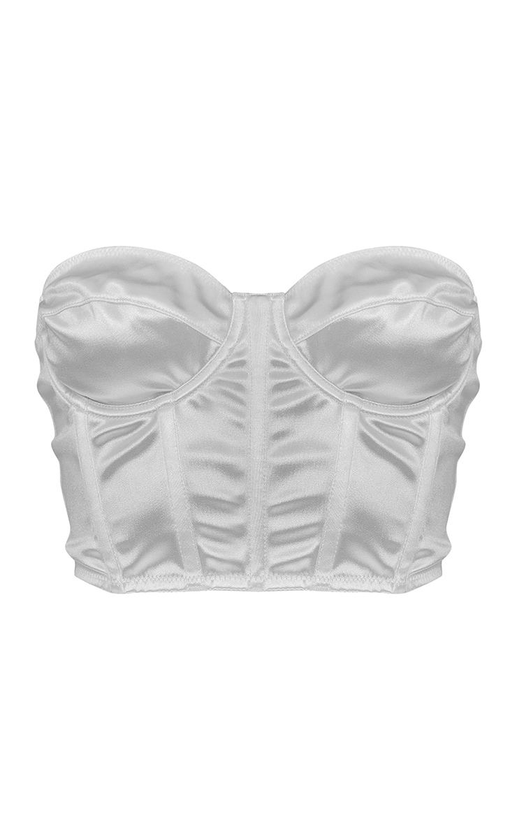White Satin Underwired Corset Bra image 5