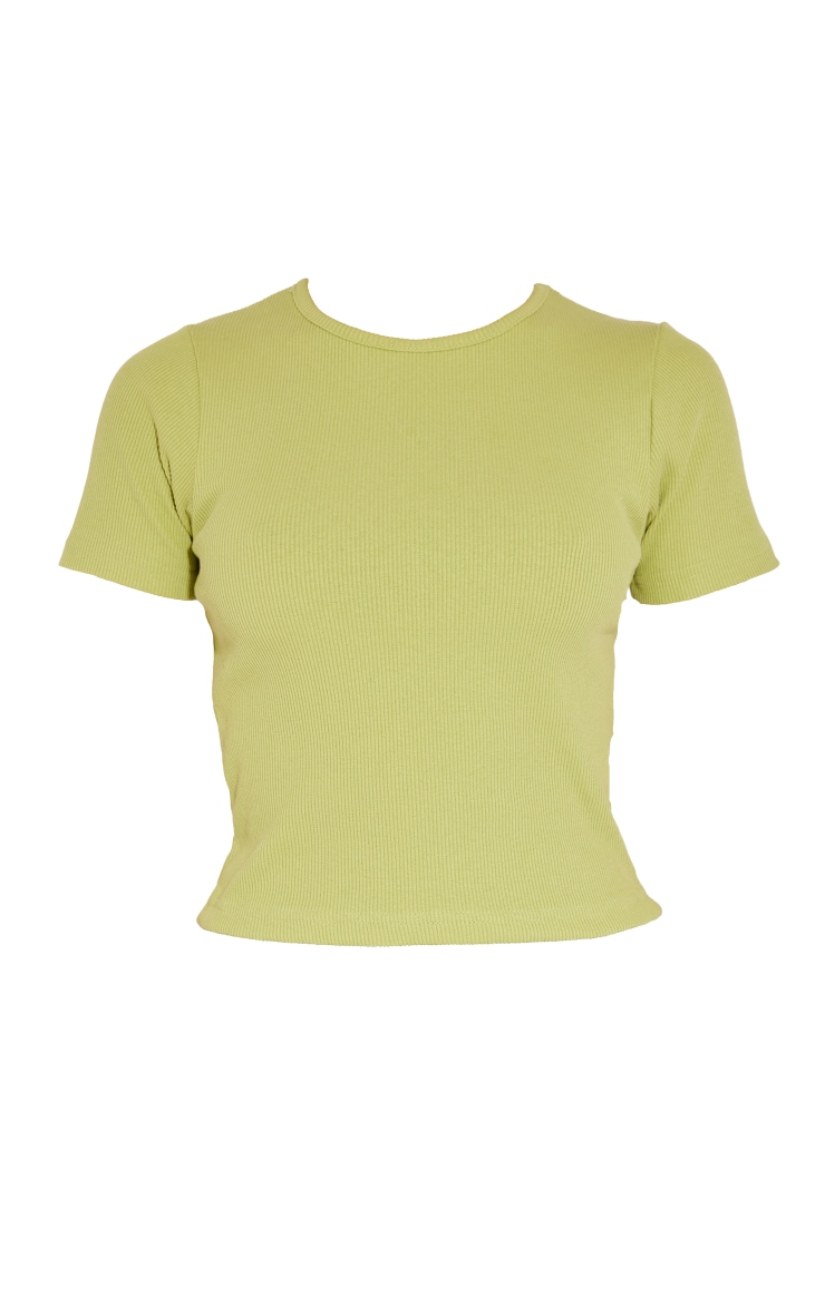 Lime Green Basic Rib Short Sleeve Longer Length Tshirt image 5