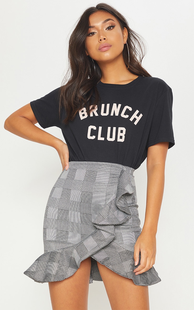Black Check Frill Detail Mini Skirt | Skirts