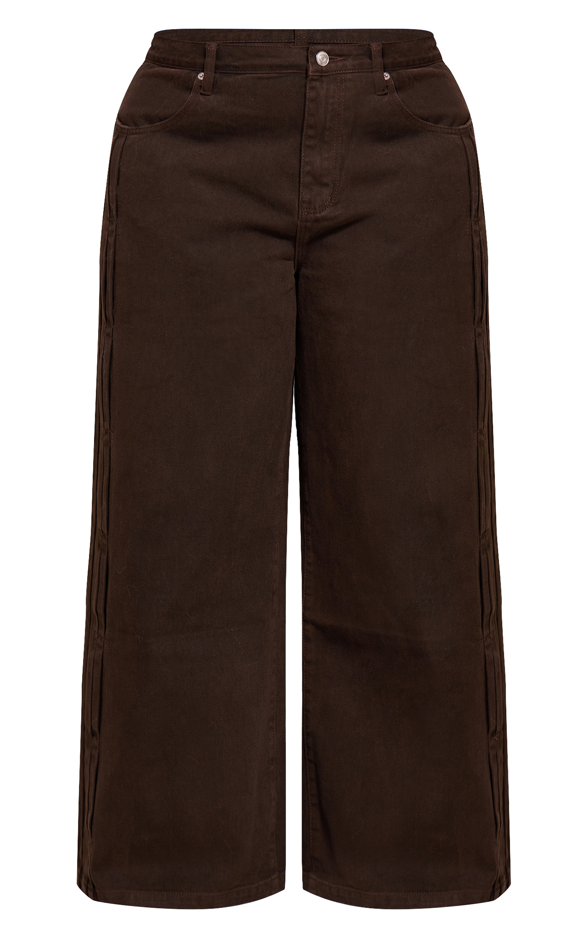 Plus Dark Chocolate Pleat Detail Denim Jeans image 5