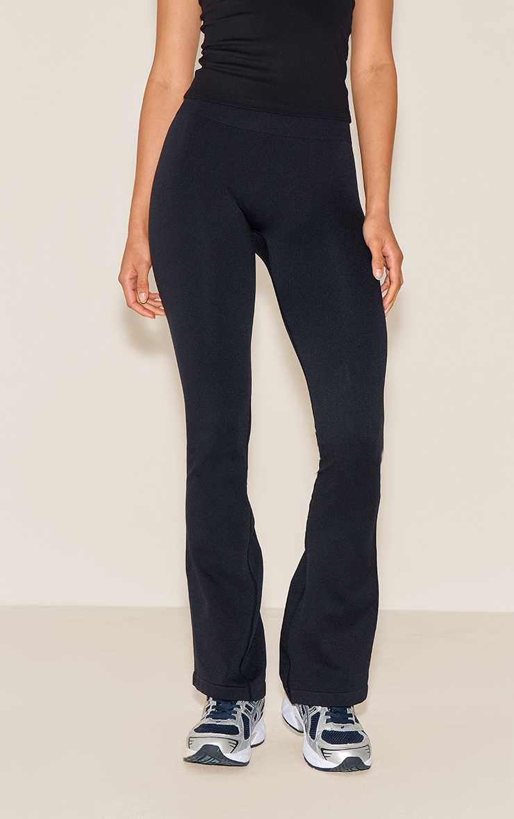 Pantalon de Yoga Flare Taille Haute Stretch Noir Sans Coutures  image 2