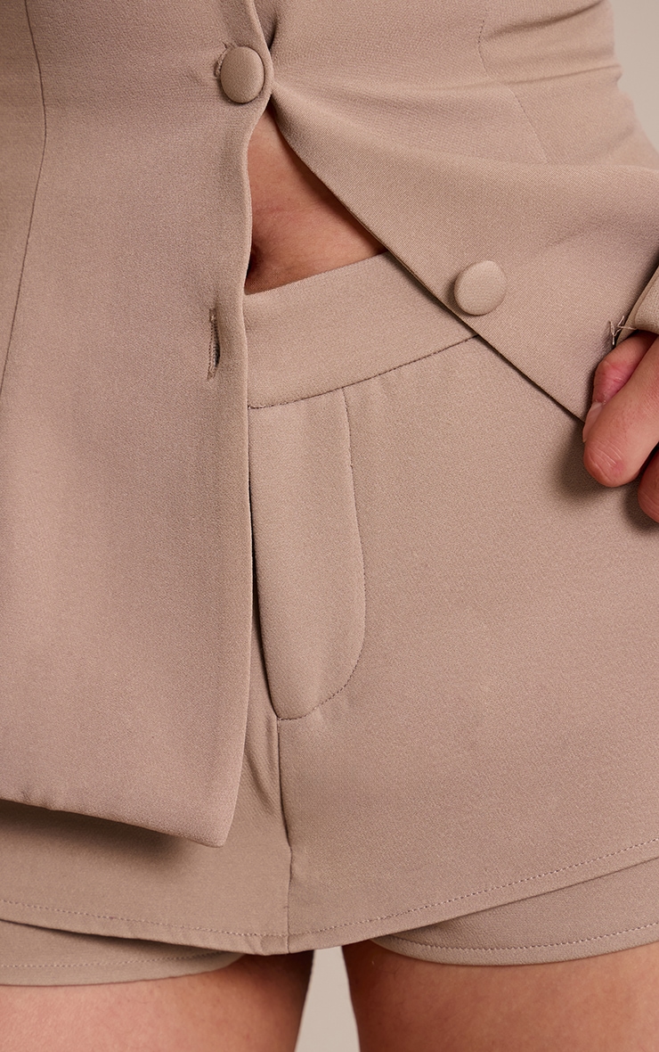 Jupe-short de tailleur tissée taupe image 5