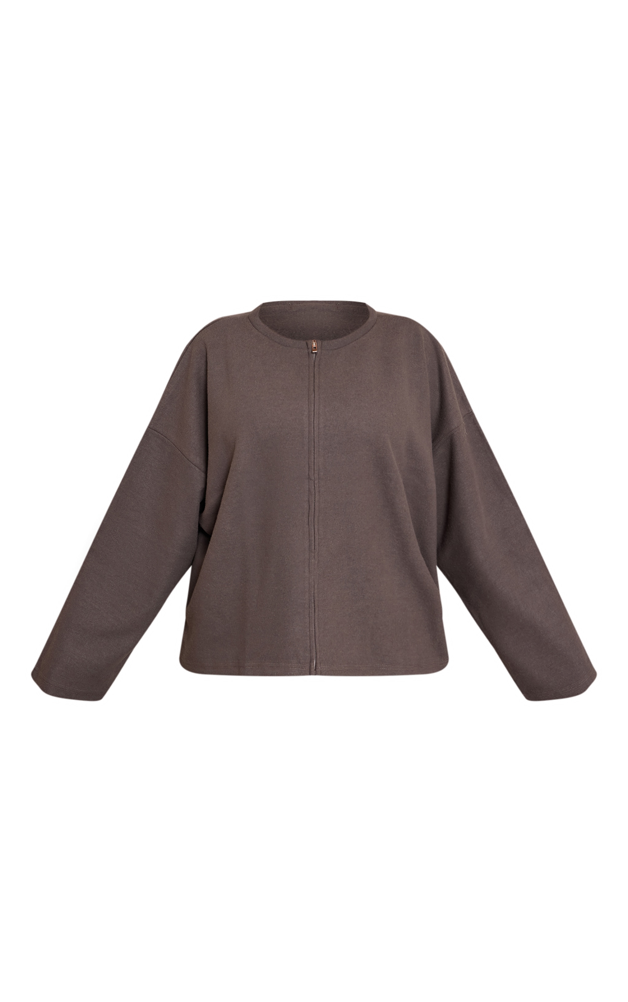 Plus Charcoal Soft Touch Zip Through Sweatshirt image 5
