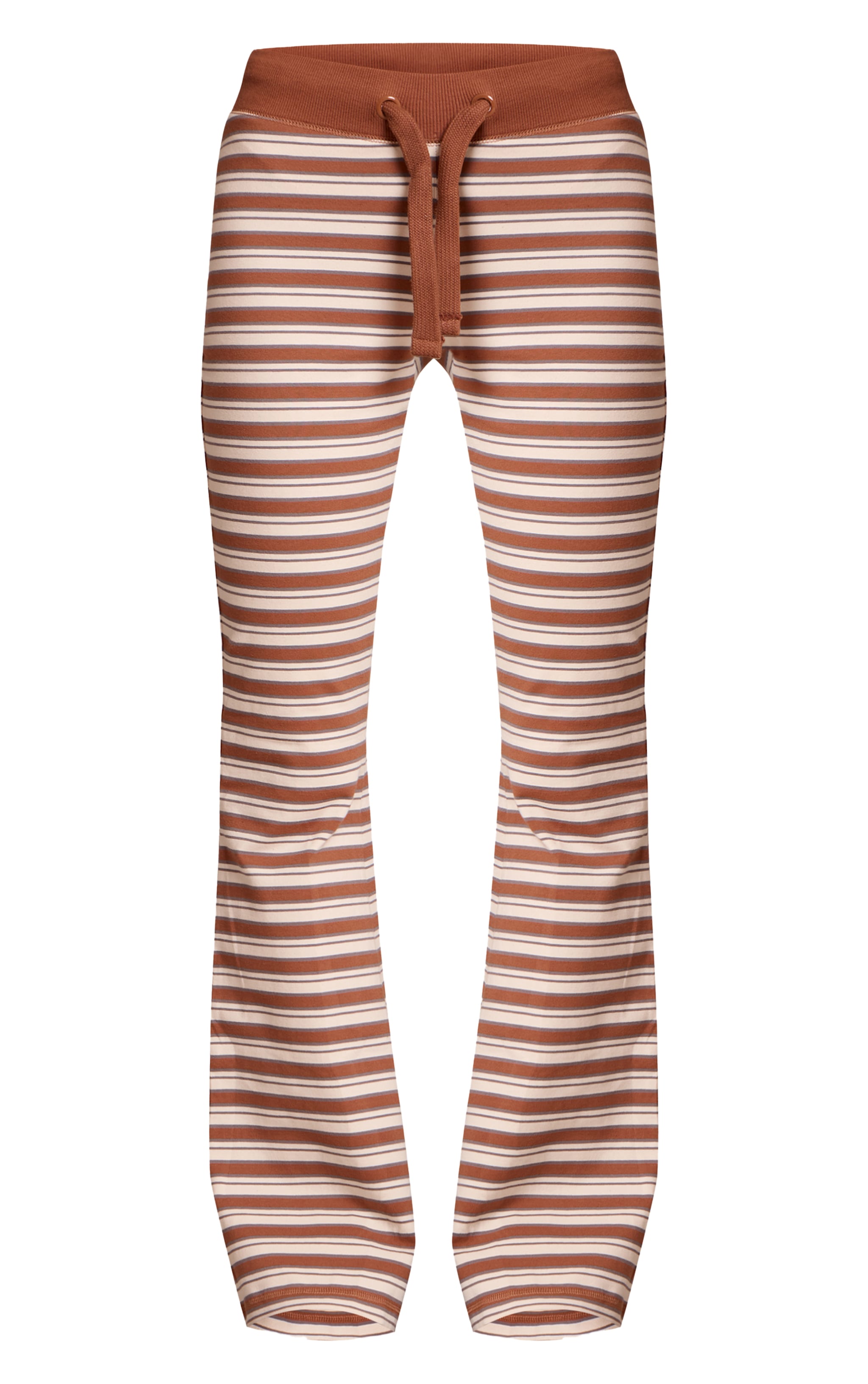 Light Brown Stripe Low Rise Skinny Flare Pants image 5