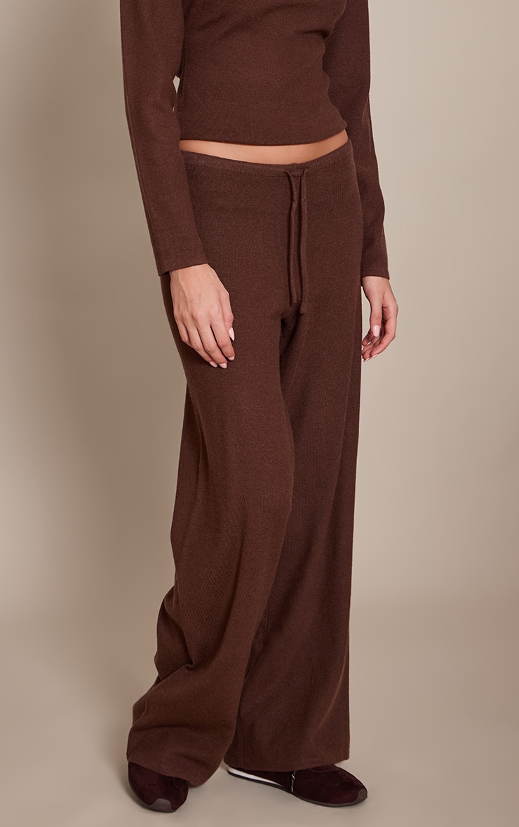 Chocolate Knitted Drawstring Trousers  image 2