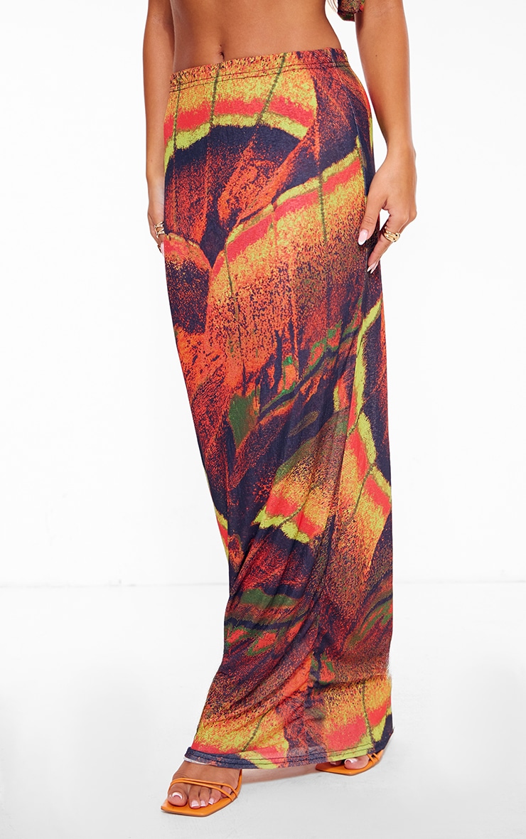 Multi Butterfly Printed Onion Skin Maxi Skirt image 2