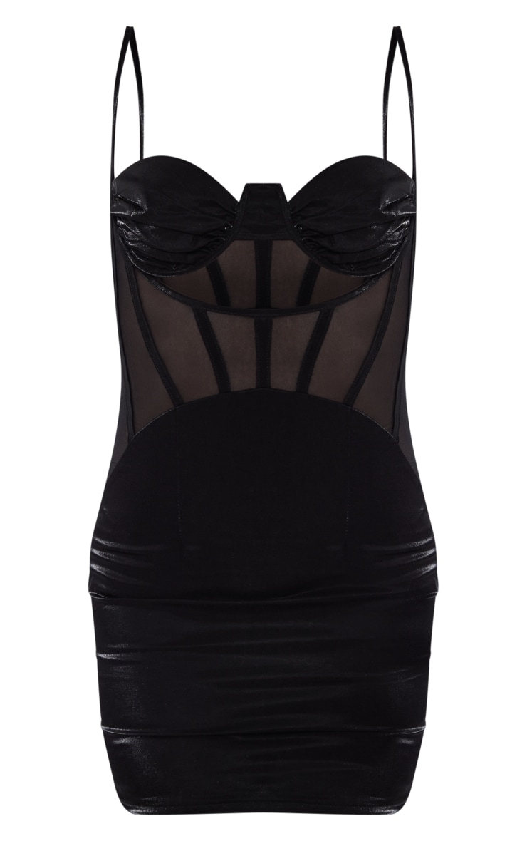 Black Metallic Corset Mini Dress image 5