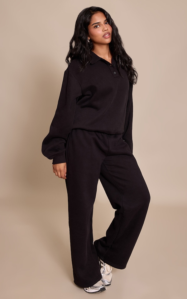 Petite Black Prettylittlething Straight Leg Sweatpants
