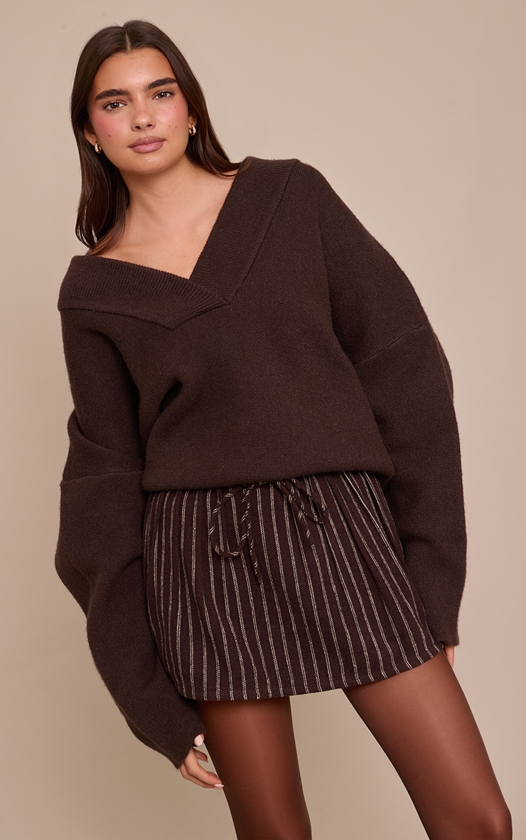 Dark Chocolate Brushed Pinstripe Skort image 4