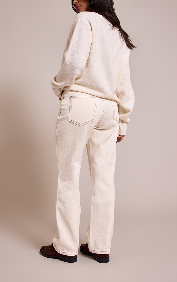 Petite Ecru High Waist Mom Jeans image 3
