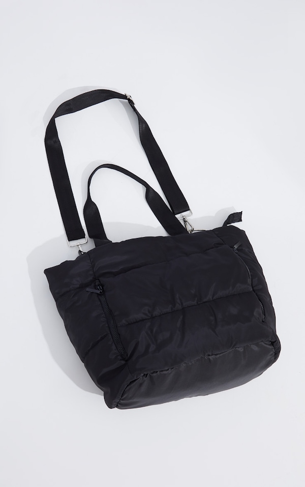  Black Quilted Oversized Tote Bag image 2