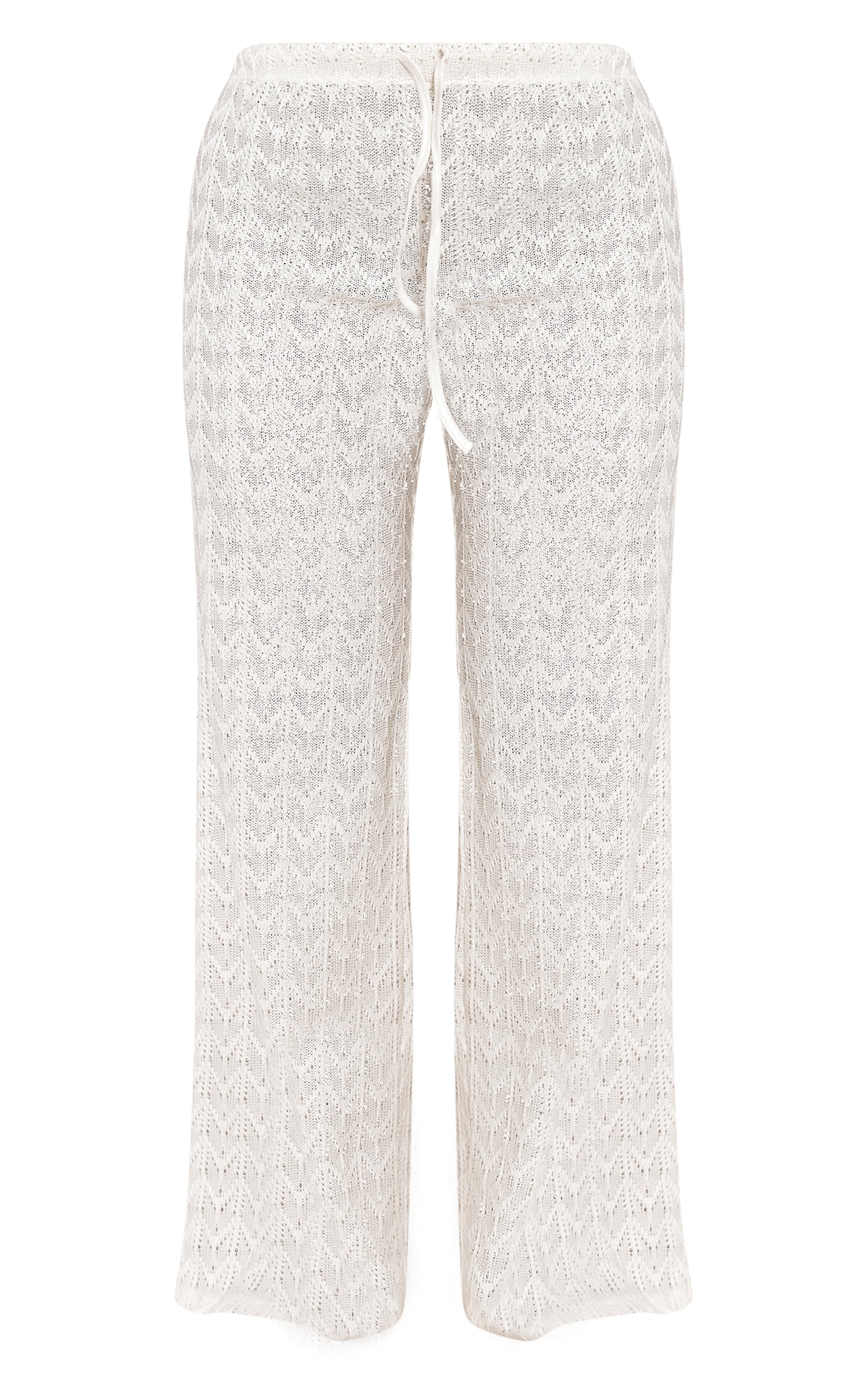 Petite Pantalon large en maille crème image 5