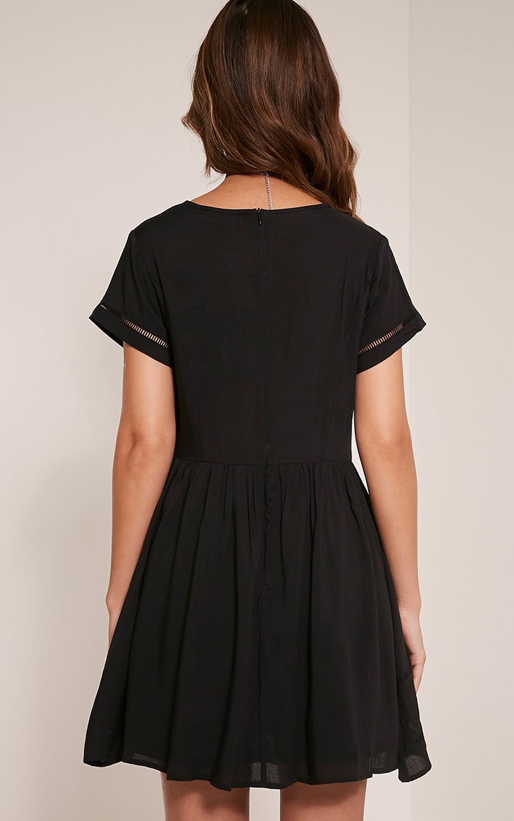 Britney Black Ladder Trim Shift Dress Dresses PrettylittleThing