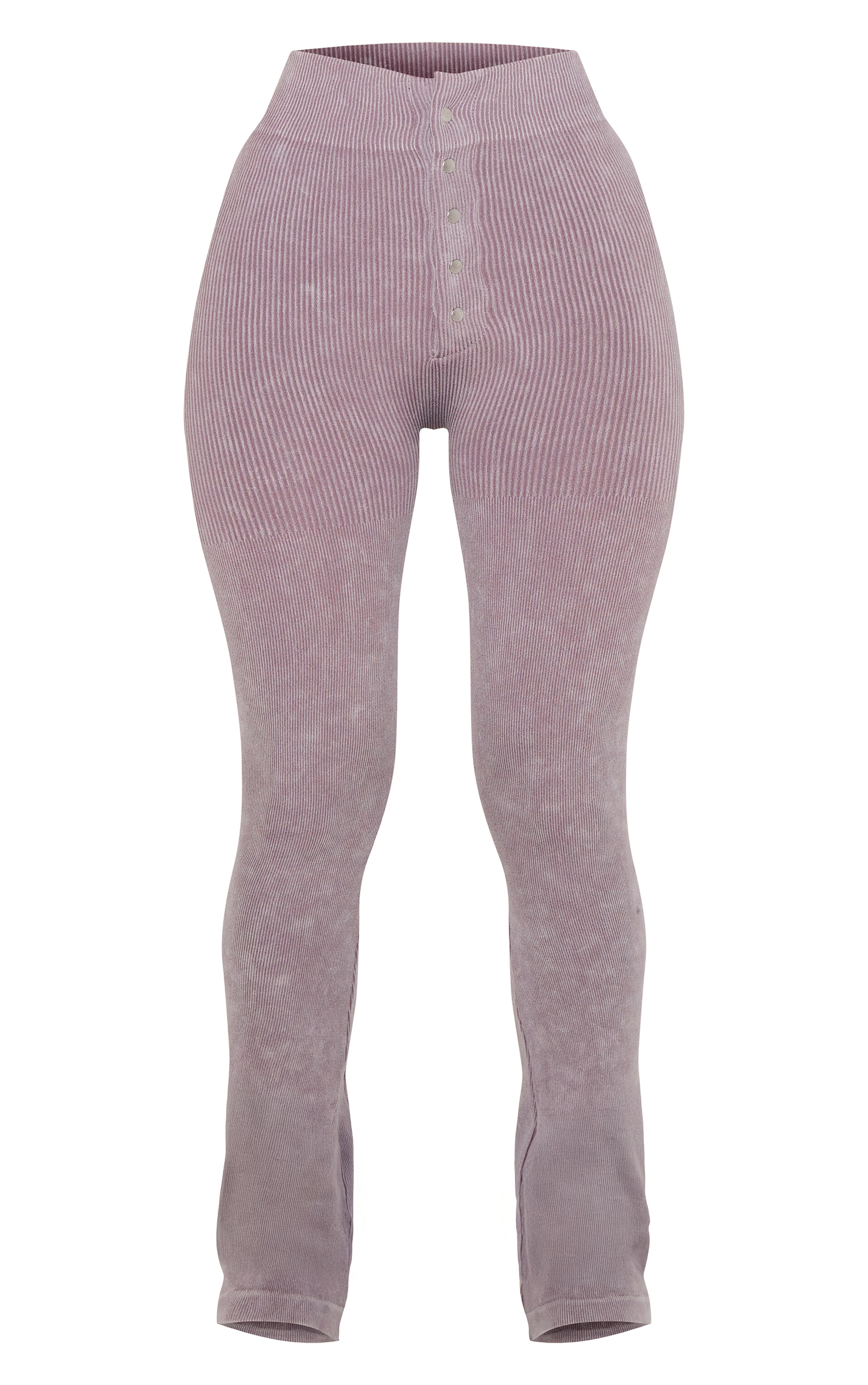 Petite Legging côtelé taupe délavé à contours et détail boutons image 5