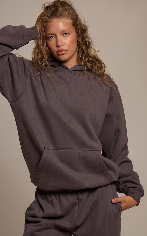 Charcoal Cotton Fleece Pullover Hoodie