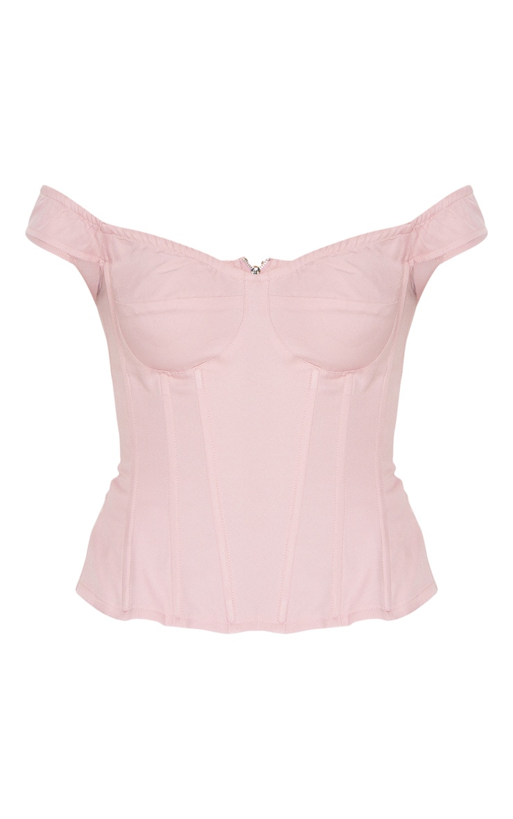 Dusty Rose Woven Frill Shoulder Corset Top image 5