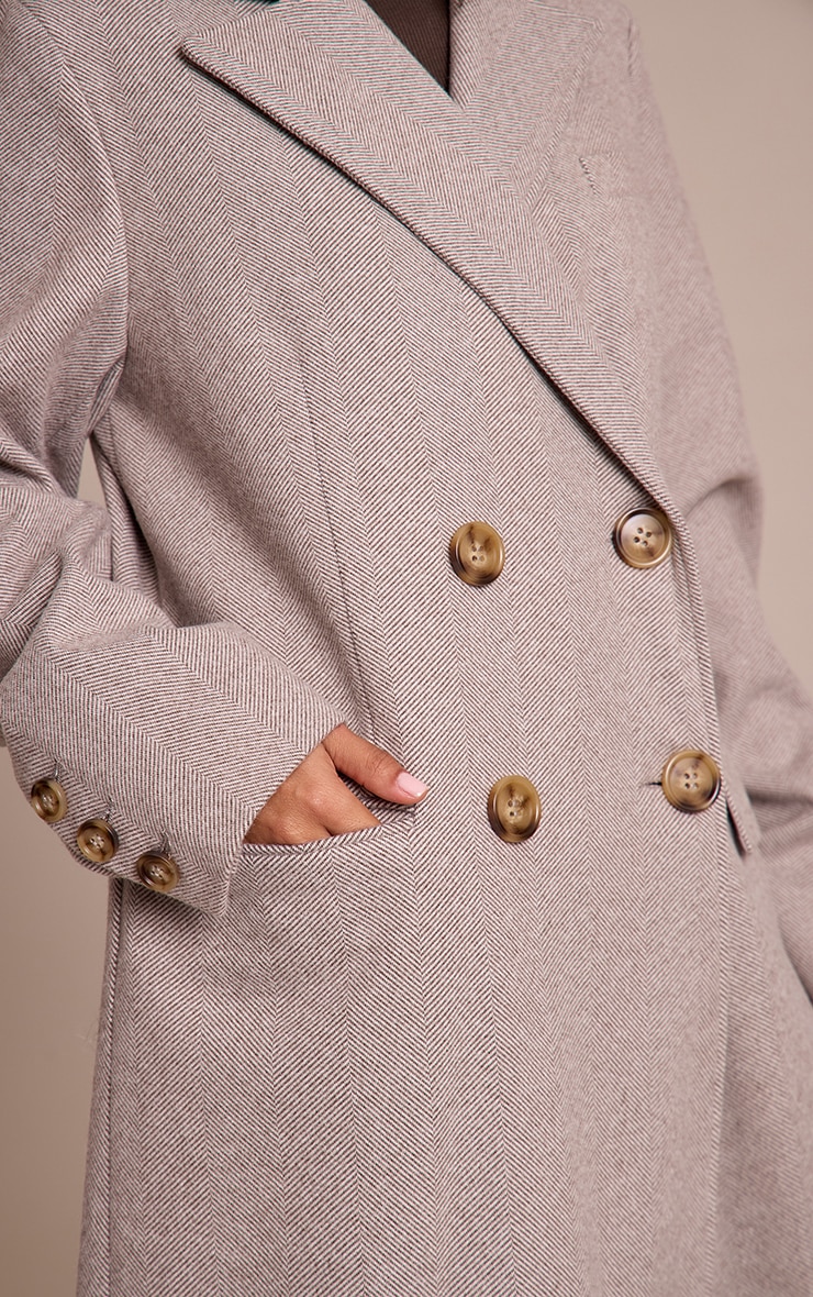 Petite Manteau long beige à chevrons et double boutonnière image 4