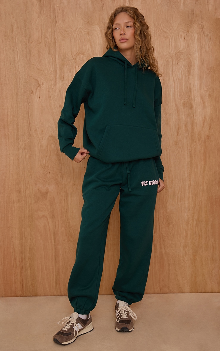 Pine Green PLT Studio Print Oversized Hoodie image 3