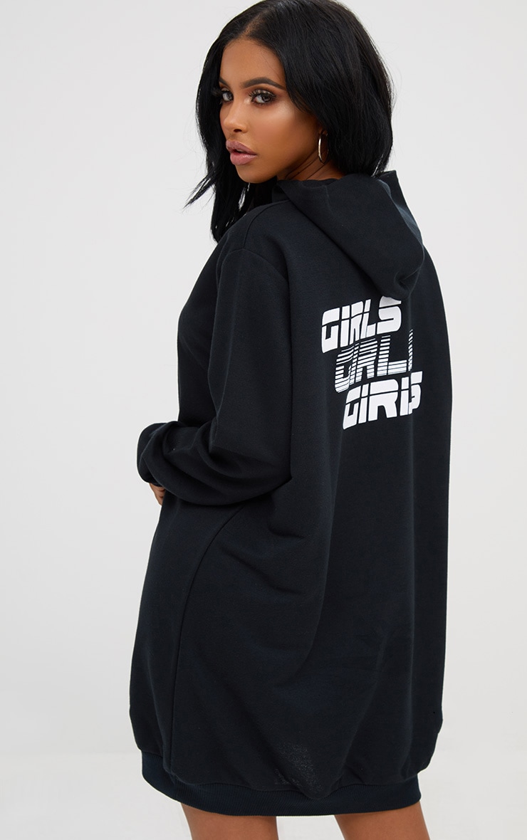 black hooded sweater dress