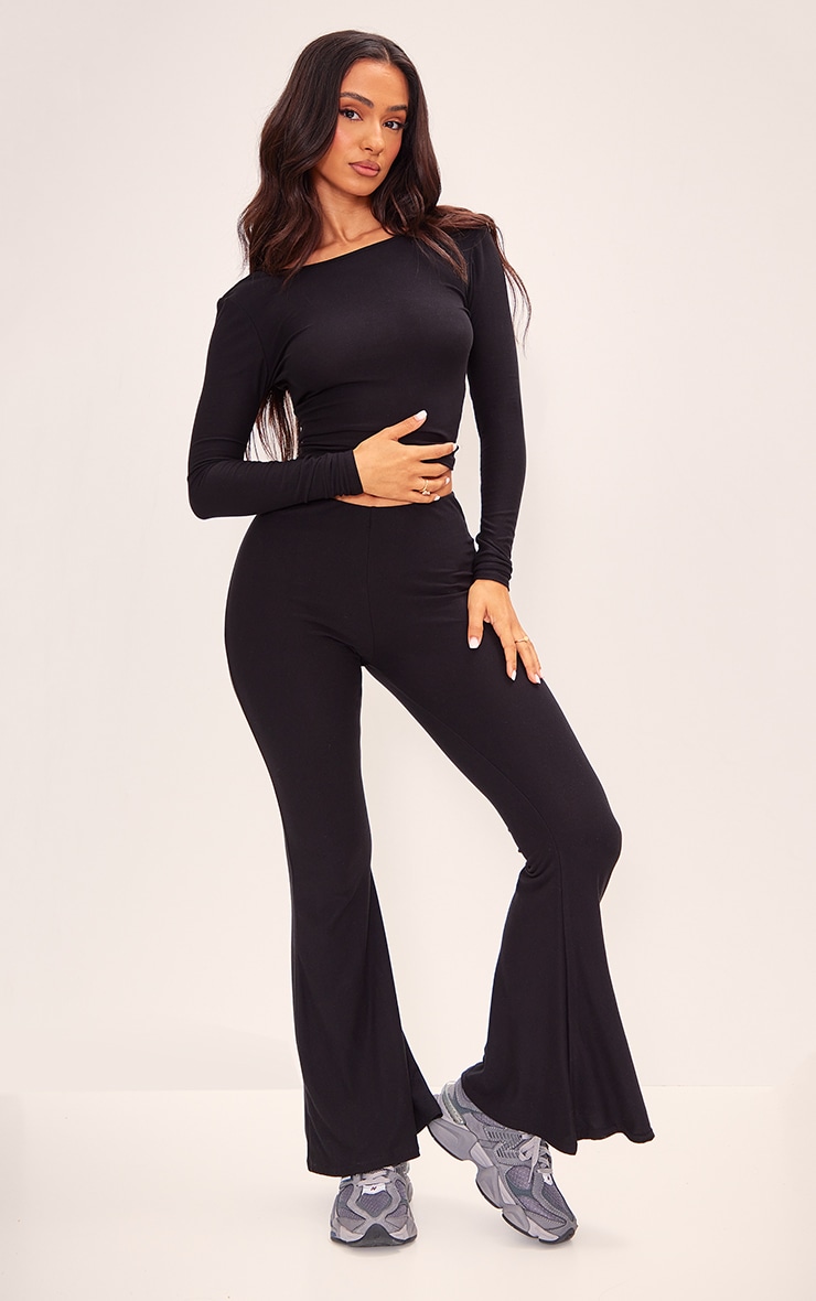 Petite Black Soft Touch Long Sleeve Longline Top image 3