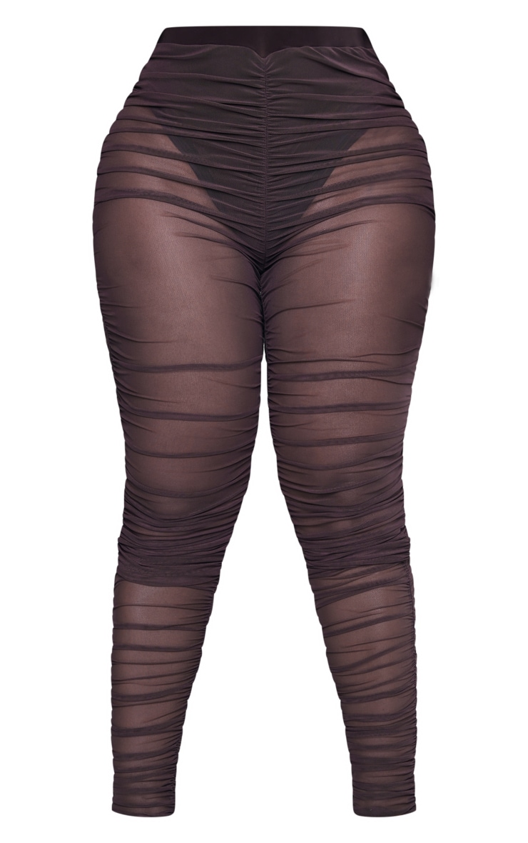 Shape Chocolate Brown Mesh High Waist Leggings Shape PLT KSA