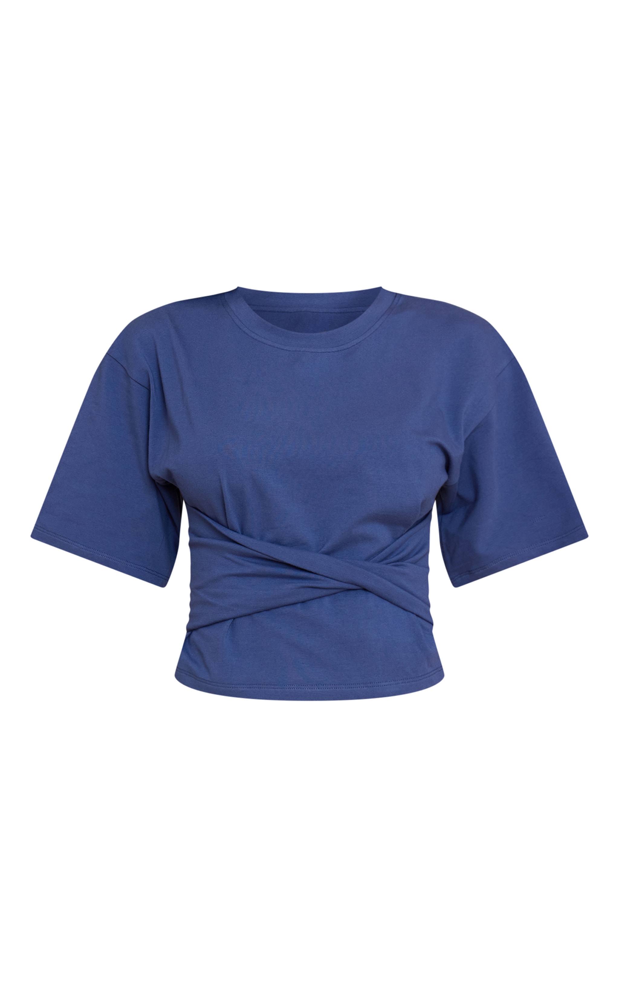Blue Cotton Wrap Front T Shirt image 5