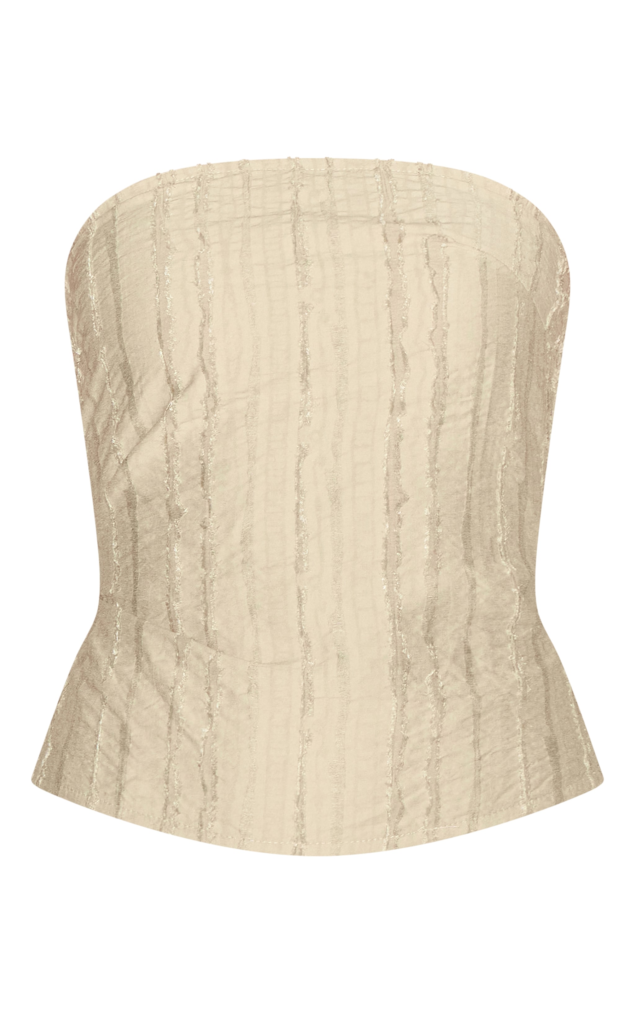 Sage Khaki Textured Frayed Bandeau Top image 5