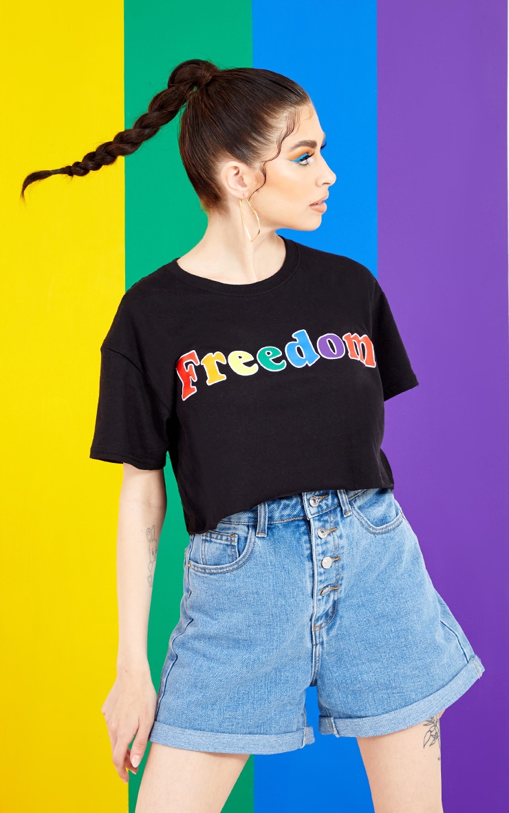 Black FREEDOM Crop Tee