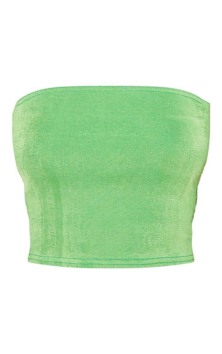 Green Acetate Slinky Bandeau Bralet Top image 5