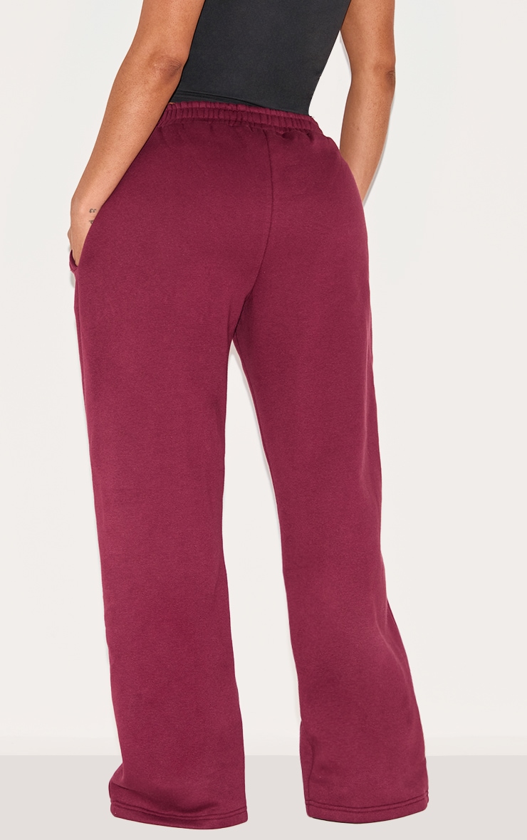 Shape Burgundy High Waisted Split Hem Wide Leg Sweatpants image 3