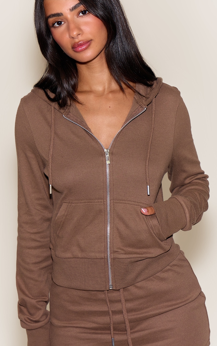 Petite Mushroom Zip Up Fitted Hooded Jacket image 4