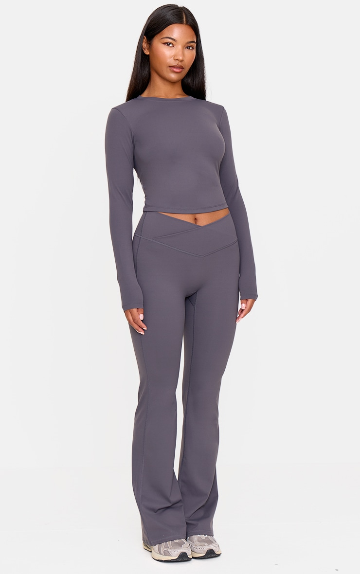 Charcoal Ultimate Sculpt Long Sleeve Crop Gym Top image 3