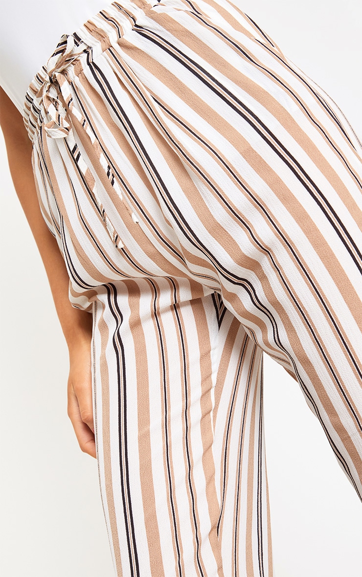 Stone Stripe Casual Trousers | Trousers | PrettyLittleThing