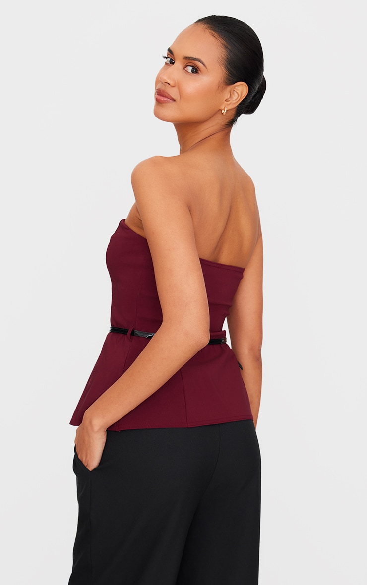 Burgundy Bengaline Belted Longline Bandeau image 2