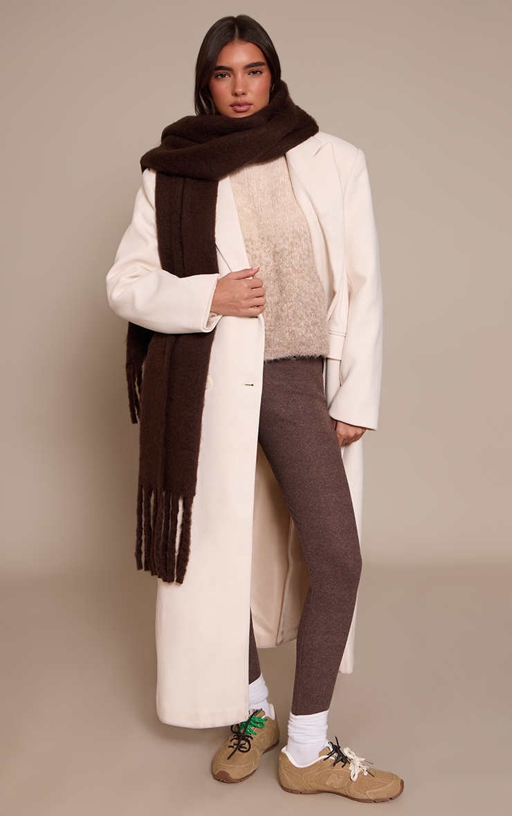 Beige Ombre Crew Neck Knitted Sweater image 3