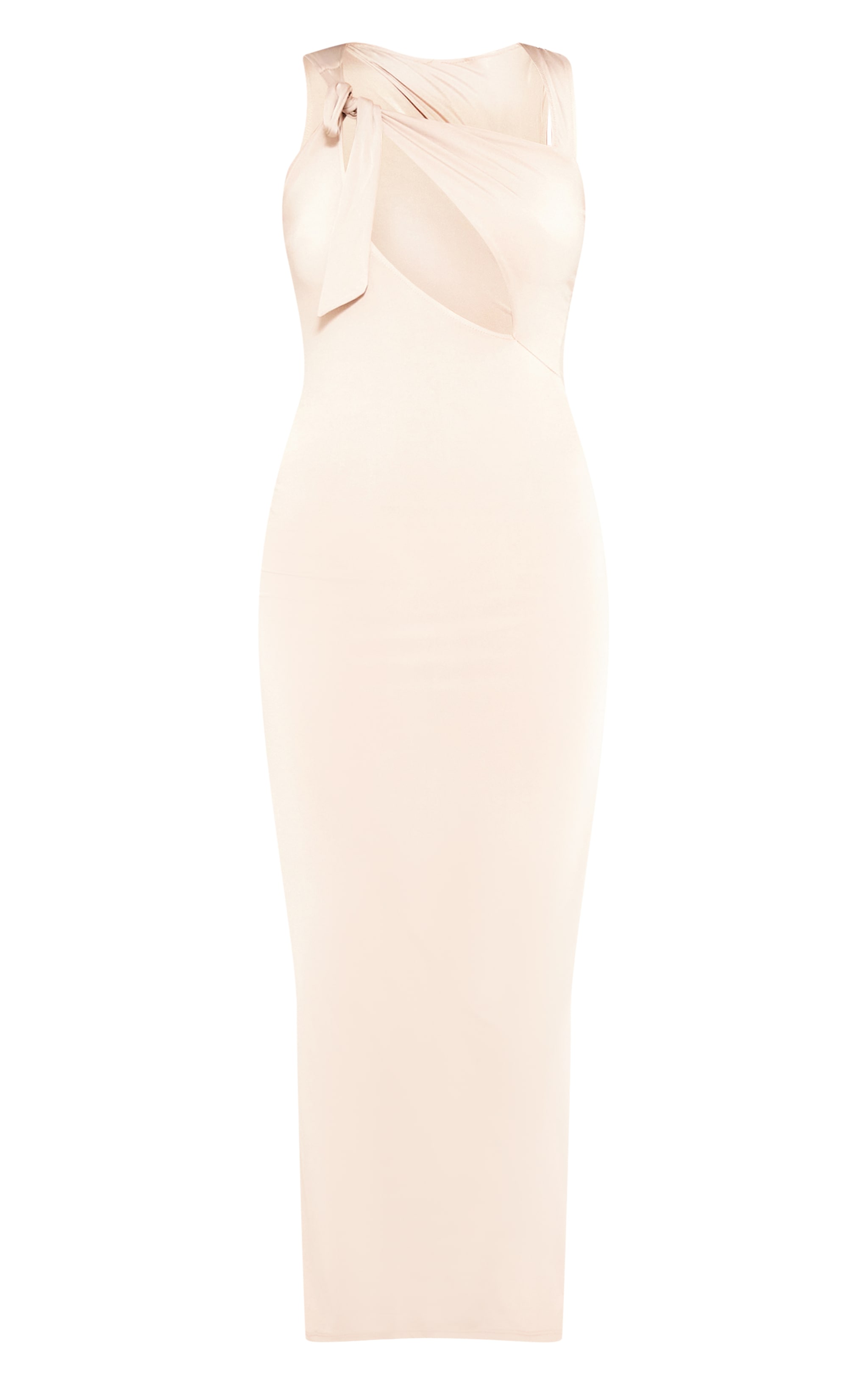 Stone Slinky Asymmetric Strap Knot Detail Midaxi Dress image 1