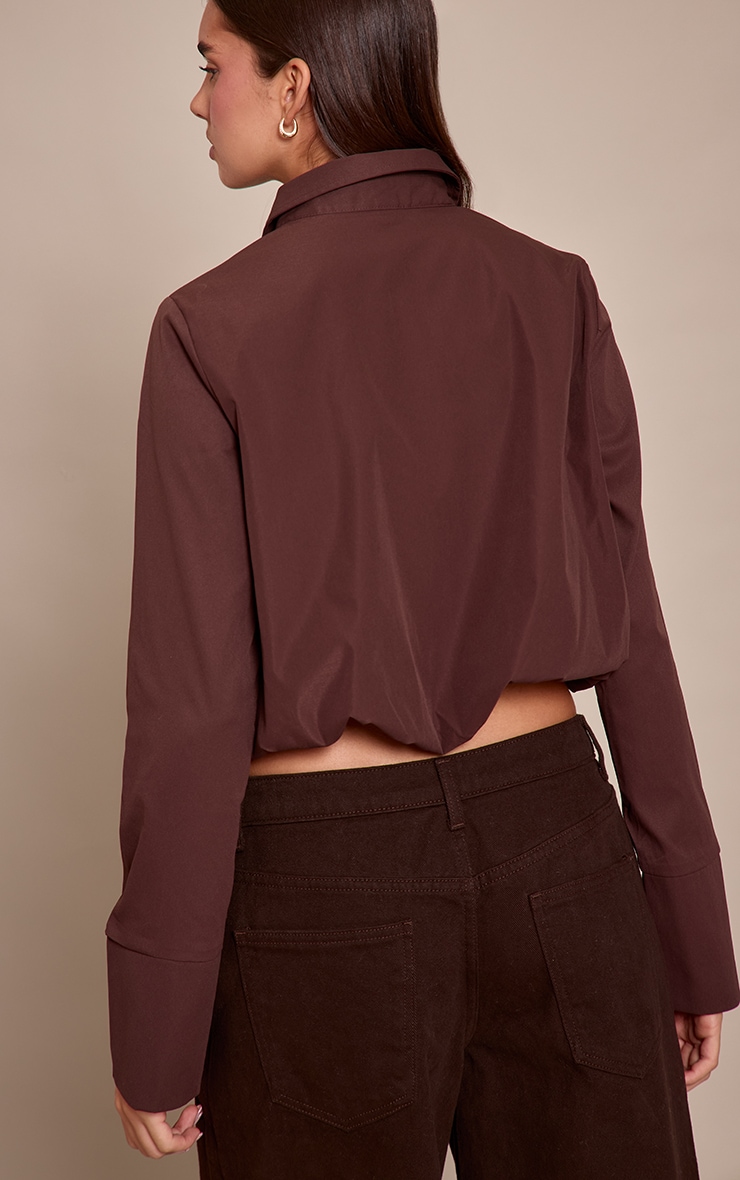 Dark Chocolate Woven Bubble Hem Shirt image 2